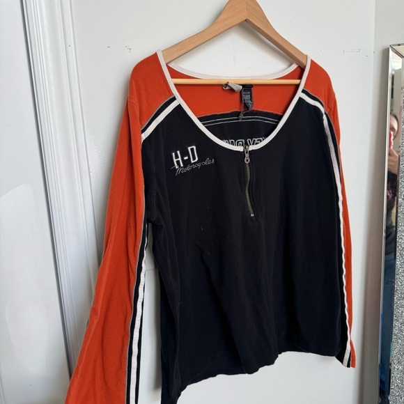 Vintage Harley-Davidson Zip Front Long Sleeve – Black & Orange Racing Style 1W - Picture 4 of 6